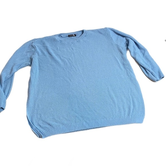 Boohoo Plus Size 16 Light Blue Ribbed Side Split Tunic Sweater - Picture 6 of 7